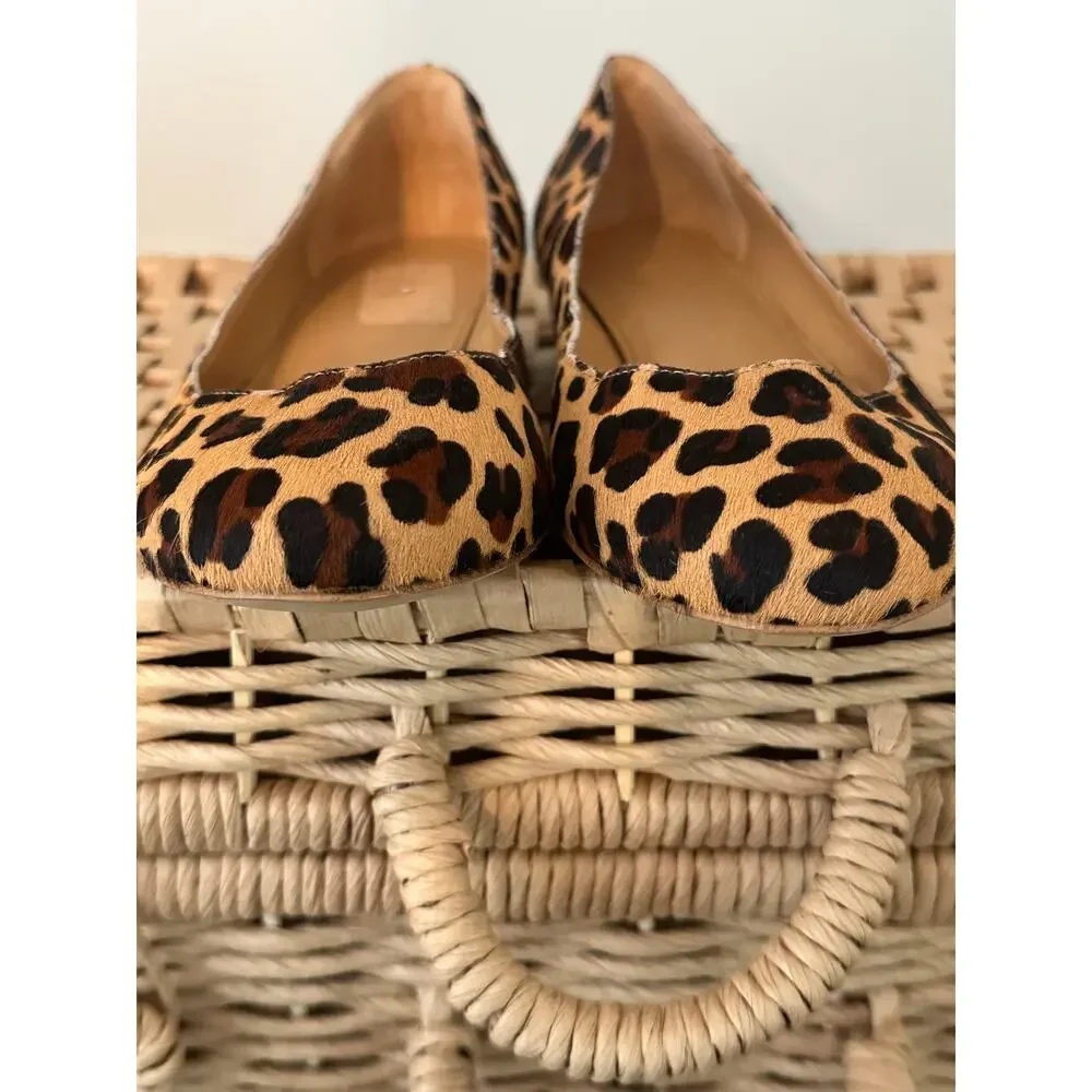 J.Crew Leopard Calf Hair Block Heel Pumps Size 7 Animal Print Leather Shoes